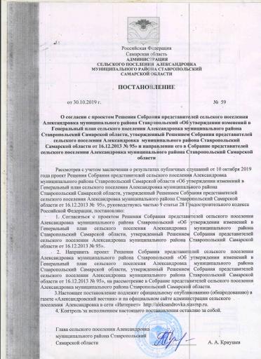 Постановление № 59 от 30.10.2019 г.
