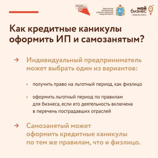 Кредитные каникулы самозанятым
