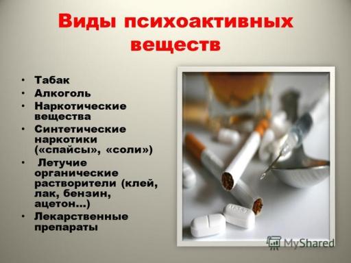 Виды психоактивных веществ